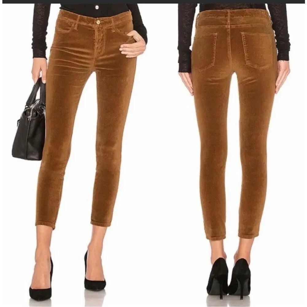 Frame Brown Velvet Le High Skinny Jeans Size 26